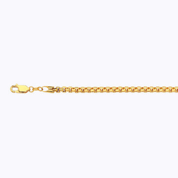 18K 3.5MM YELLOW GOLD SOLID VENETIAN BOX 7.5" CHAIN BRACELET (AVAILABLE IN LENGTHS 7" - 30")