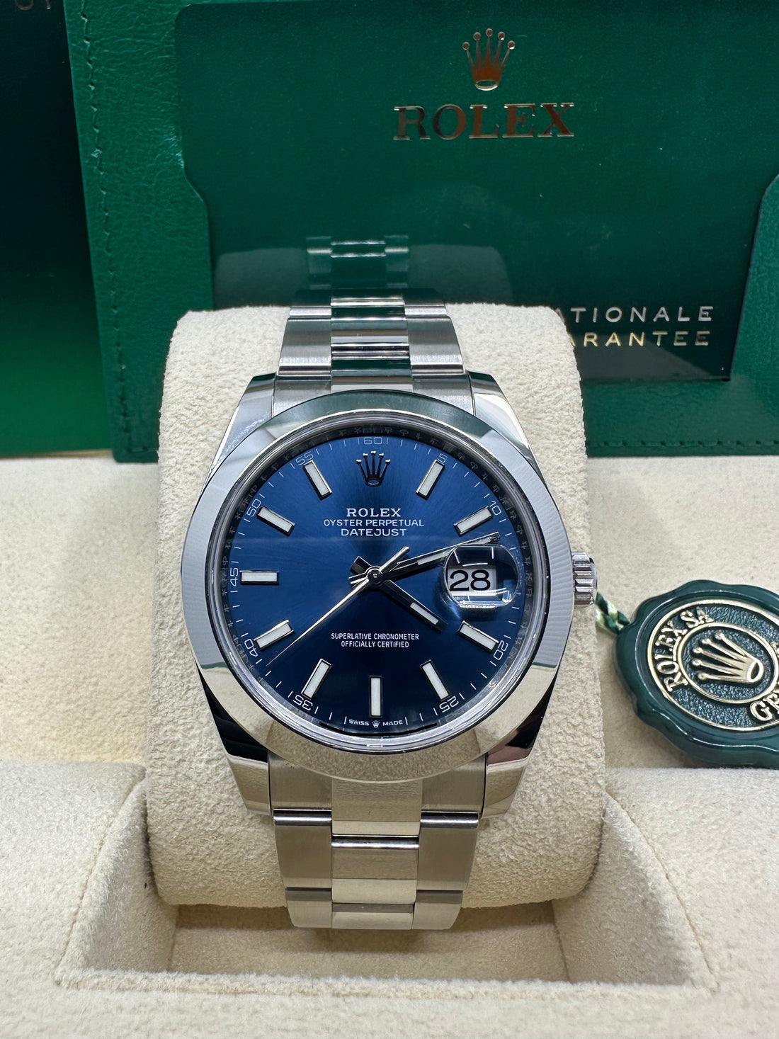 Rolex Datejust 41 2026- Smooth Bezel - Blue Index Dial - Oyster Bracelet - 126300