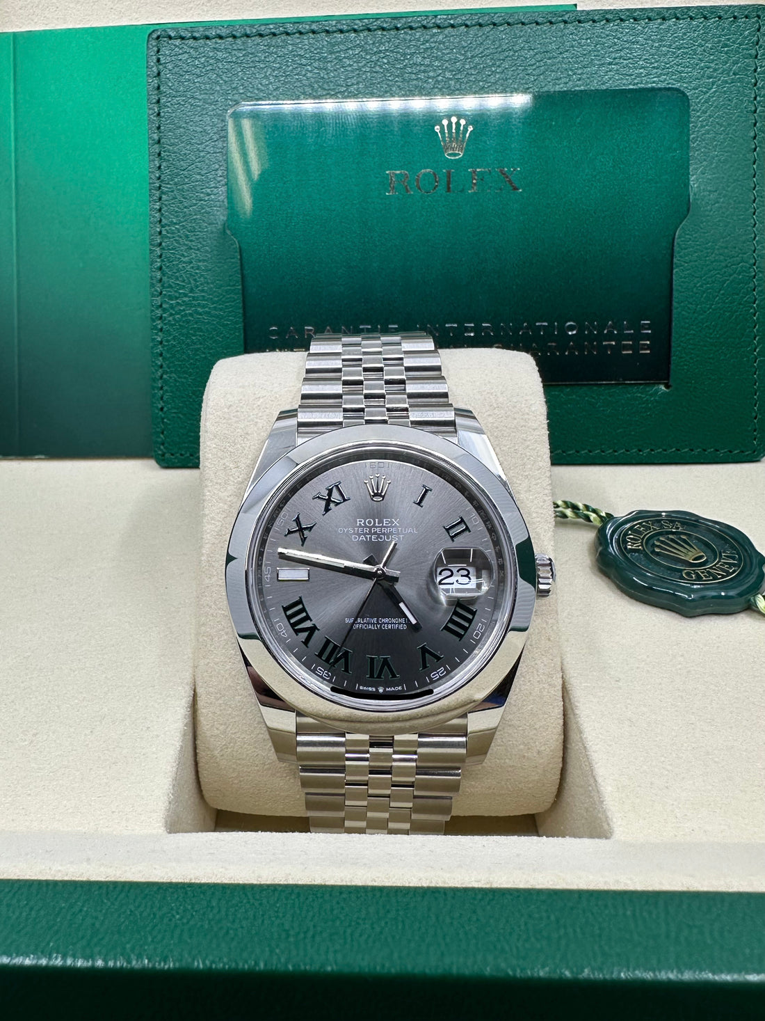 Rolex Datejust 41 Wimbledon NEW 2025- Smooth Bezel - Slate Green Roman Dial - Jubilee Bracelet - 126300 slgrj