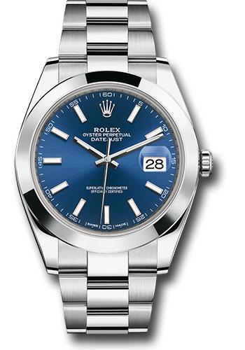Rolex Datejust 41 2026- Smooth Bezel - Blue Index Dial - Oyster Bracelet - 126300