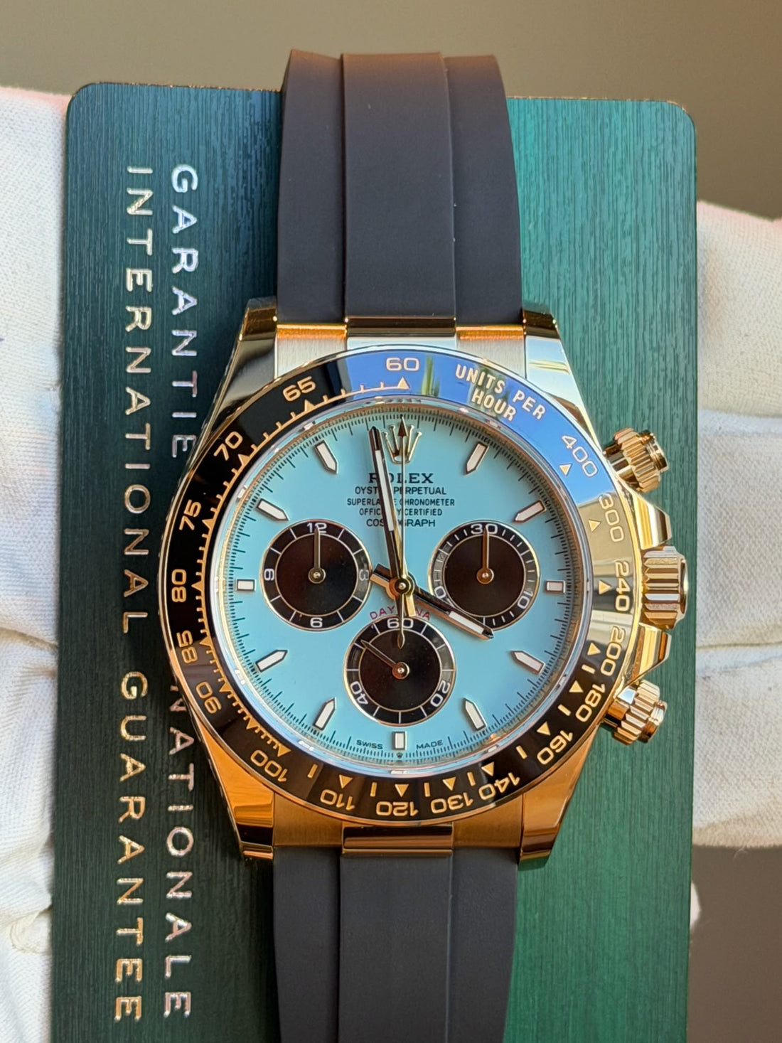 Rolex Cosmograph Daytona 40mm Yellow Gold Turquoise Blue Black Dial Cerachrom Bezel Oysterflex Bracelet - 126518LN - 2026