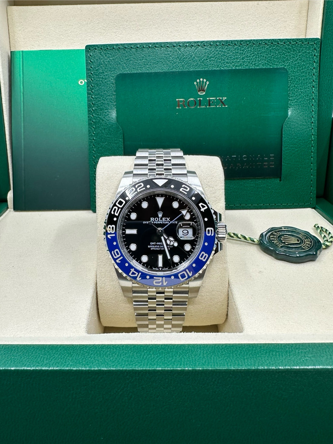 Rolex Steel GMT-Master II Batgirl NEW 2025  - Black And Blue Batgirl Bezel - Black Dial - Jubilee Bracelet - 126710BLNR