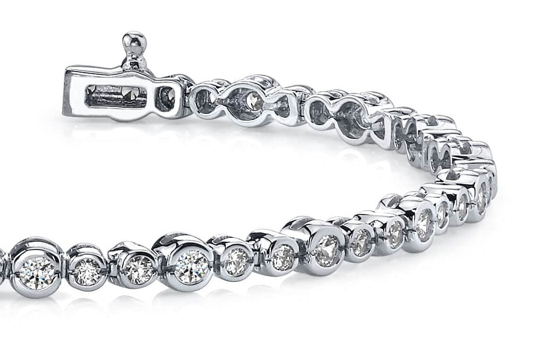 Timeless Half Bezel Diamond Bracelet with 2.07 ct.(finished) 2mm, 2.5mm