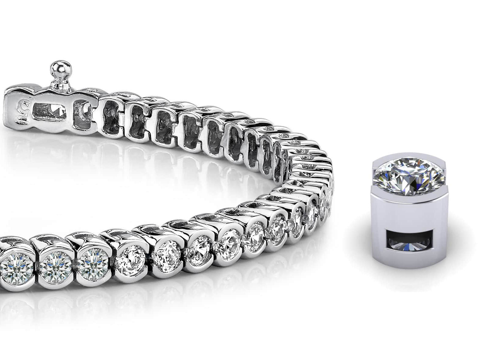 Half Bezel Confidence Diamond Tennis Bracelet with 8.05 ct.(finished) 3.7mm