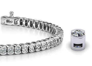 Half Bezel Confidence Diamond Tennis Bracelet with 8.05 ct.(finished) 3.7mm