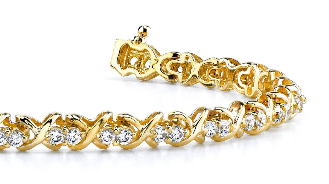 Double Diamond X Link Diamond Bracelet with 1.23 ct.(finished) 1.8mm