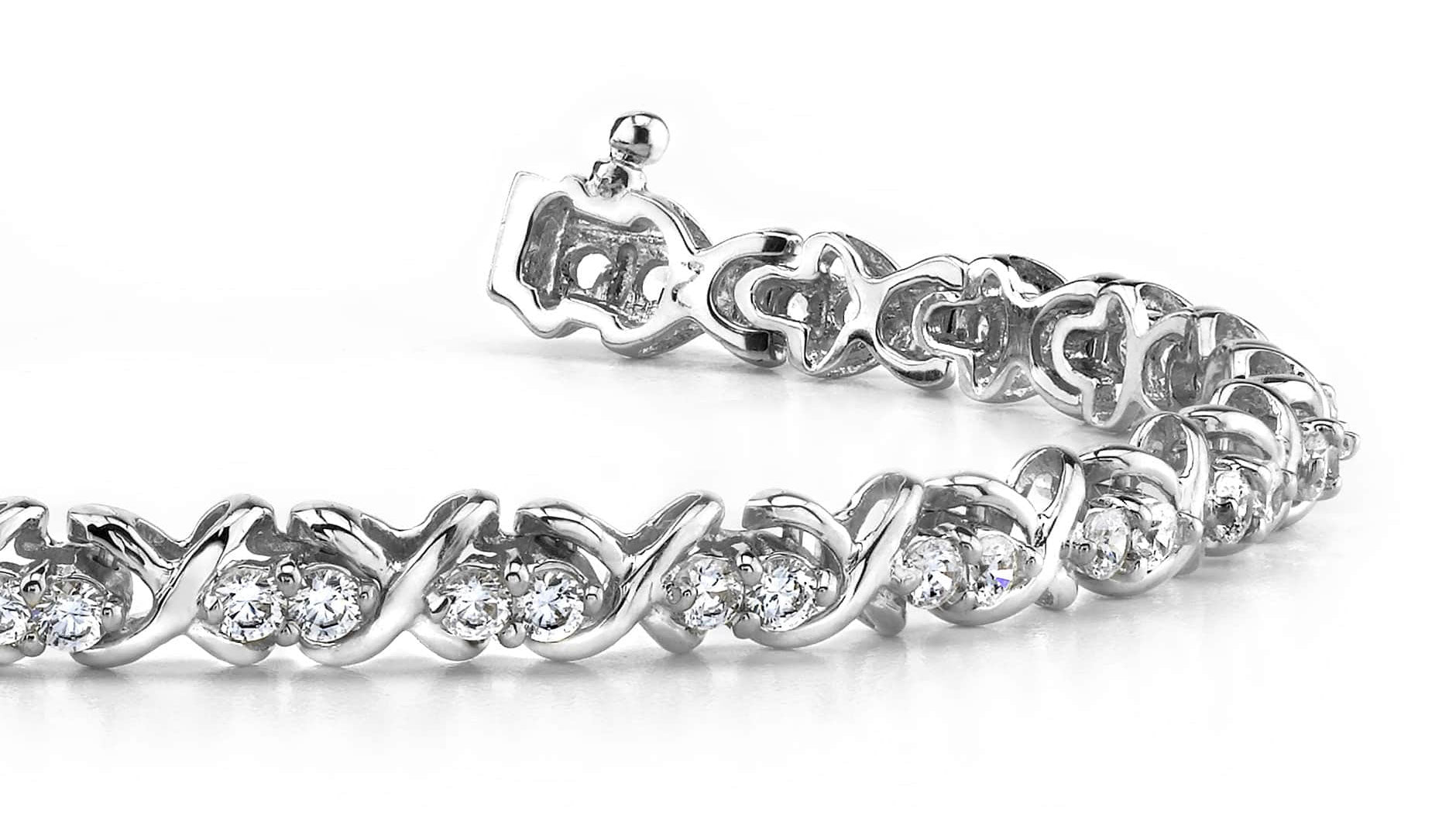 Double Diamond X Link Diamond Bracelet with 1.23 ct.(finished) 1.8mm