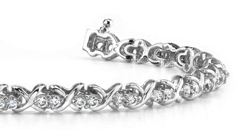 Double Diamond X Link Diamond Bracelet with 1.23 ct.(finished) 1.8mm