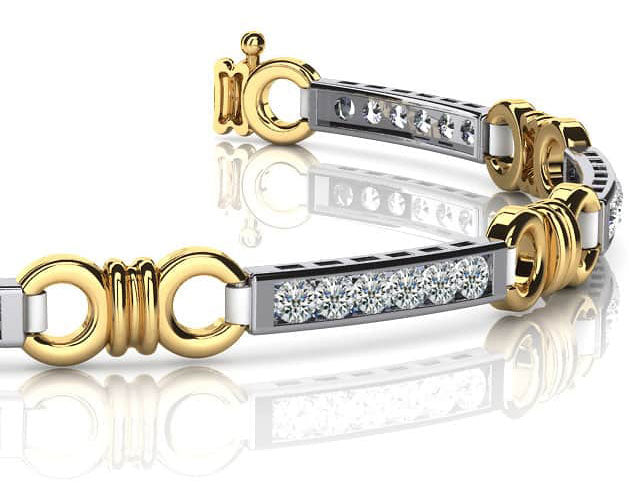 Double Circle Channel Diamond Bracelet with 1.65 ct.(finished) 2.5mm