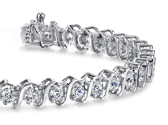 Classic S Shaped Diamond  Tennis Bracelet with 7.92 ct.(finished) 4.0mm