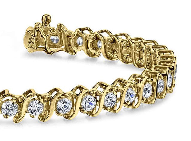 Classic S Shaped Diamond  Tennis Bracelet with 3.99 ct.(finished) 3.0mm