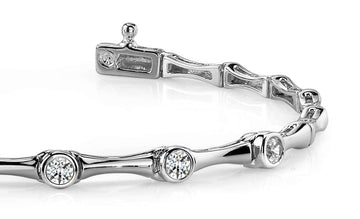 Classic Column Link Five Diamond Bracelet with 0.50 ct.(finished) 3mm