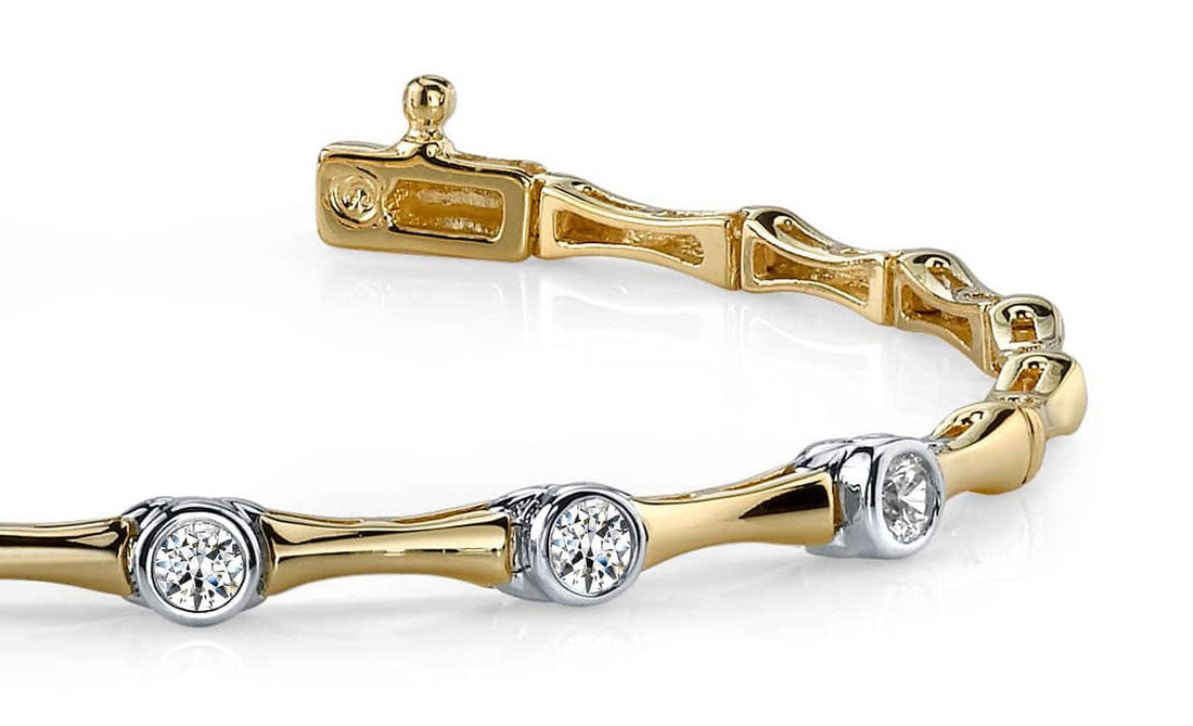 Classic Column Link Five Diamond Bracelet with 0.75 ct.(finished) 3.5mm