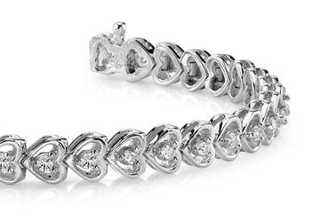 Floating Diamond Heart Diamond Bracelet with 1.23 ct.(finished) 2.0mm