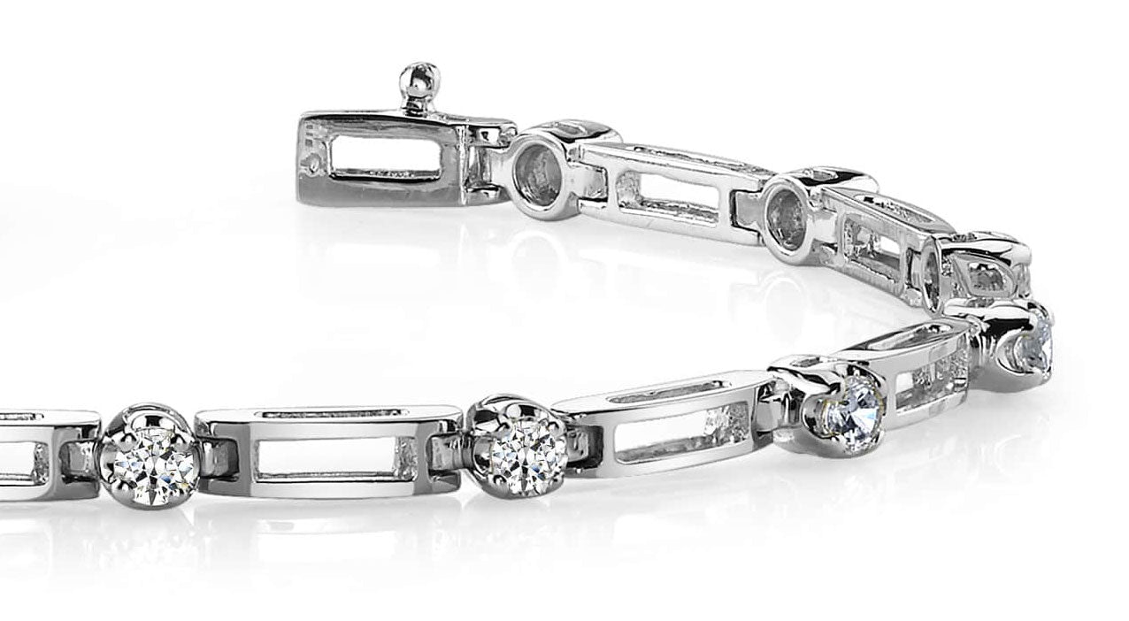 Diamond Box Link Diamond Bracelet with 0.77 ct.(finished) 2.5mm