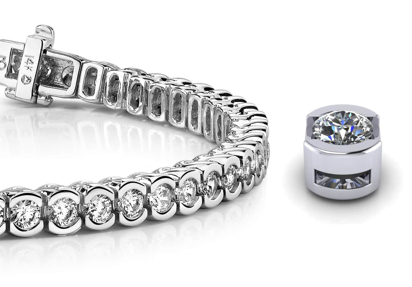 Pillow Bezel Set Diamond  Tennis Bracelet with 7.92 ct.(finished) 3.75mm
