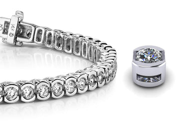 Pillow Bezel Set Diamond  Tennis Bracelet with 7.92 ct.(finished) 3.75mm