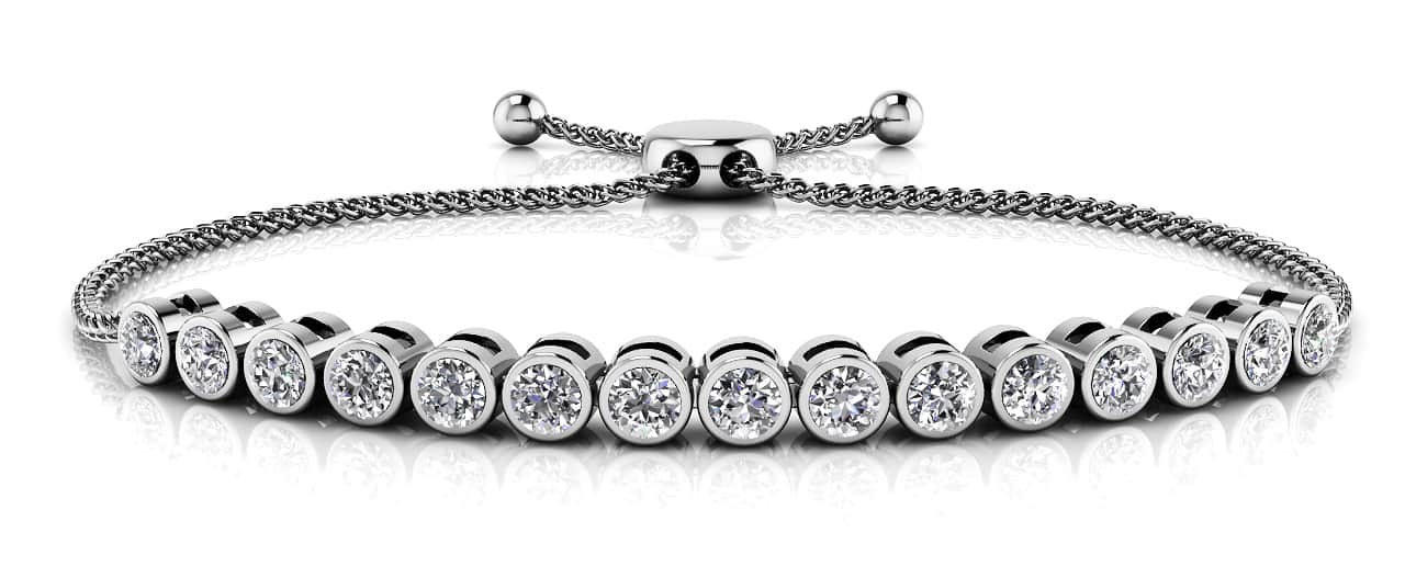 Bezel Set Adjustable Diamond Bracelet with 1.95 ct.(finished) 3.5mm