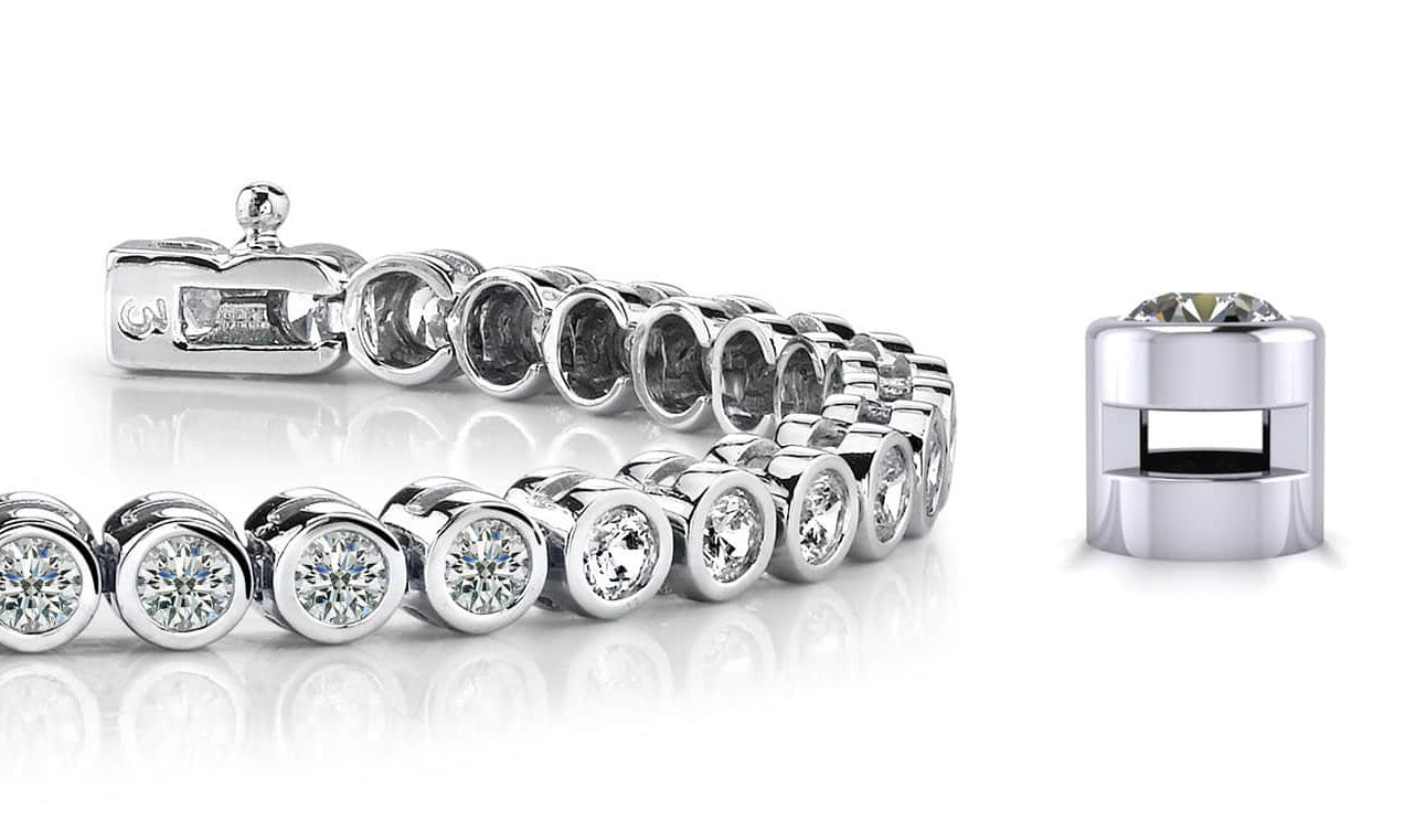Classic Round Bezel Set Diamond  Tennis Bracelet with 5.25 ct.(finished) 3.5mm