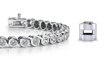 Classic Round Bezel Set Diamond  Tennis Bracelet with 5.25 ct.(finished) 3.5mm