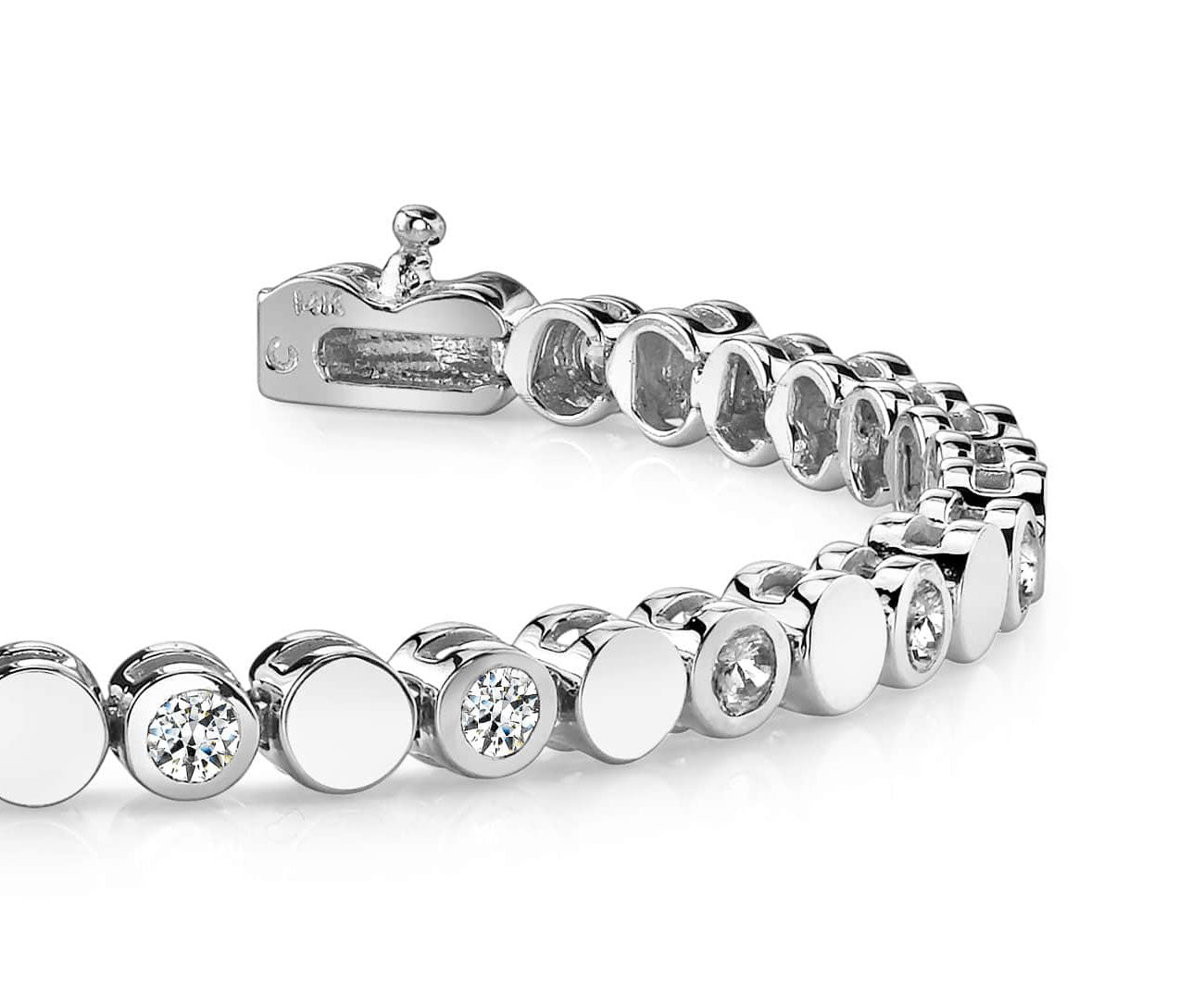 Classic Alternating Circle And Diamond Bracelet with 0.96 ct.(finished) 2.25mm
