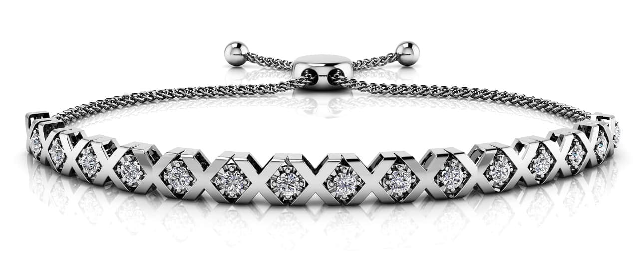 Adjustable Xoxo Diamond Bracelet Lab-Grown Diamond  with 0.39 ct.(finished) 2mm