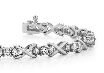 Triple Diamond X Link Diamond Bracelet with 2.47 ct.(finished) 2.2mm, 3.1mm
