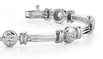 Column Link Bezel Set Diamond Bracelet Diamond  with 0.98 ct.(finished) 3.4mm