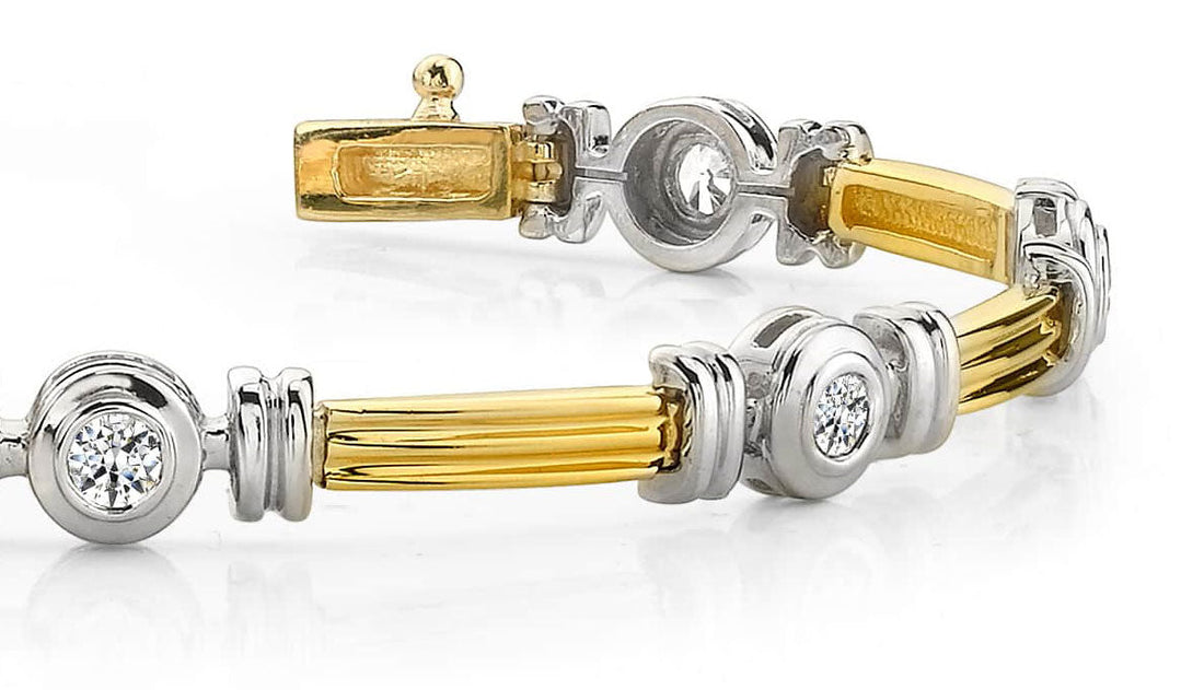 Column Link Bezel Set Diamond Bracelet Diamond  with 0.98 ct.(finished) 3.4mm