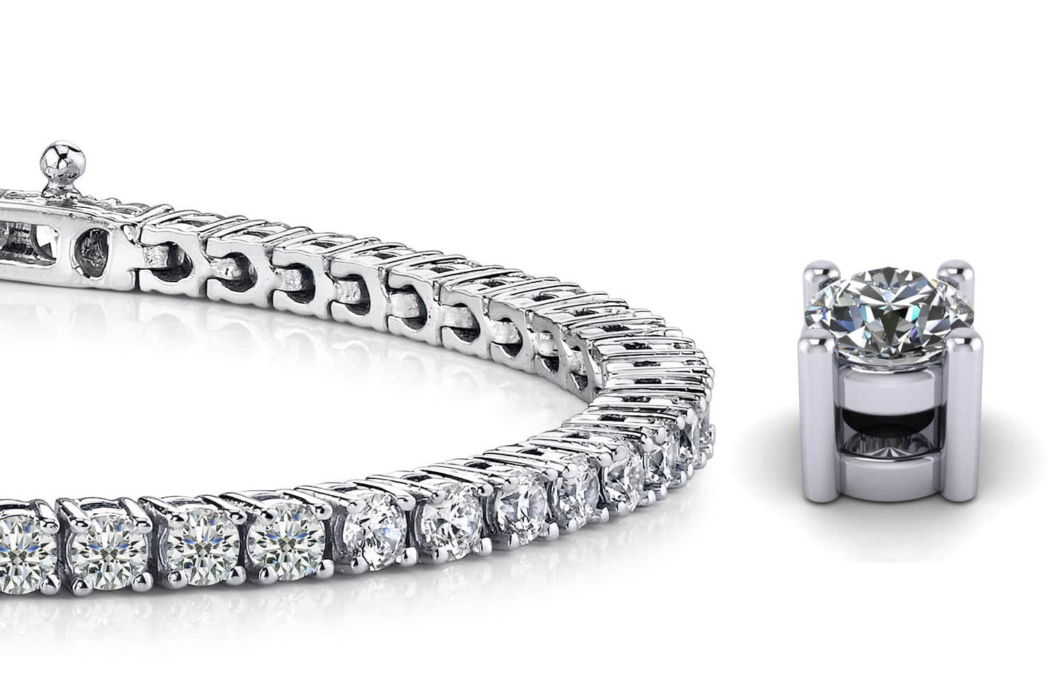 Four Prong Classic Diamond Tennis Bracelet with 7.96 ct.(finished) 3.7mm