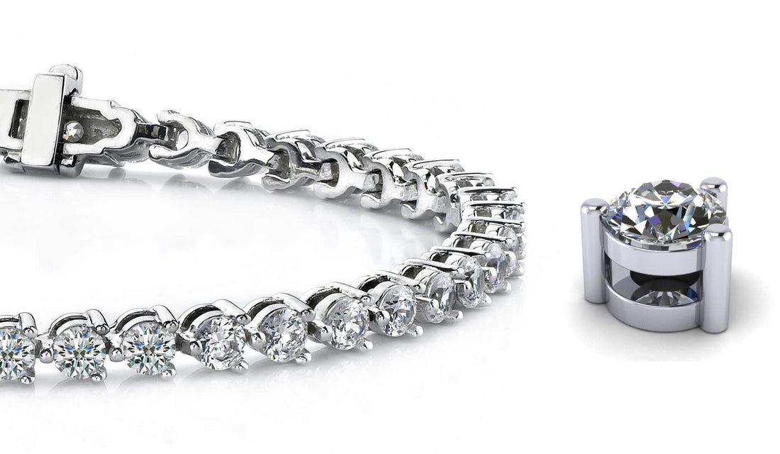 Timeless Three Prong Diamond Tennis Bracelet with 6.03 ct.(finished) 3.4mm