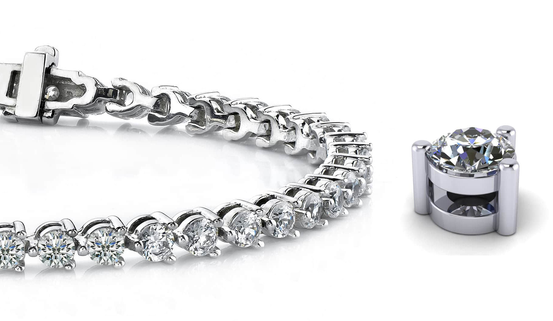 Timeless Three Prong Diamond Tennis Bracelet with 3.14 ct.(finished) 2.5mm