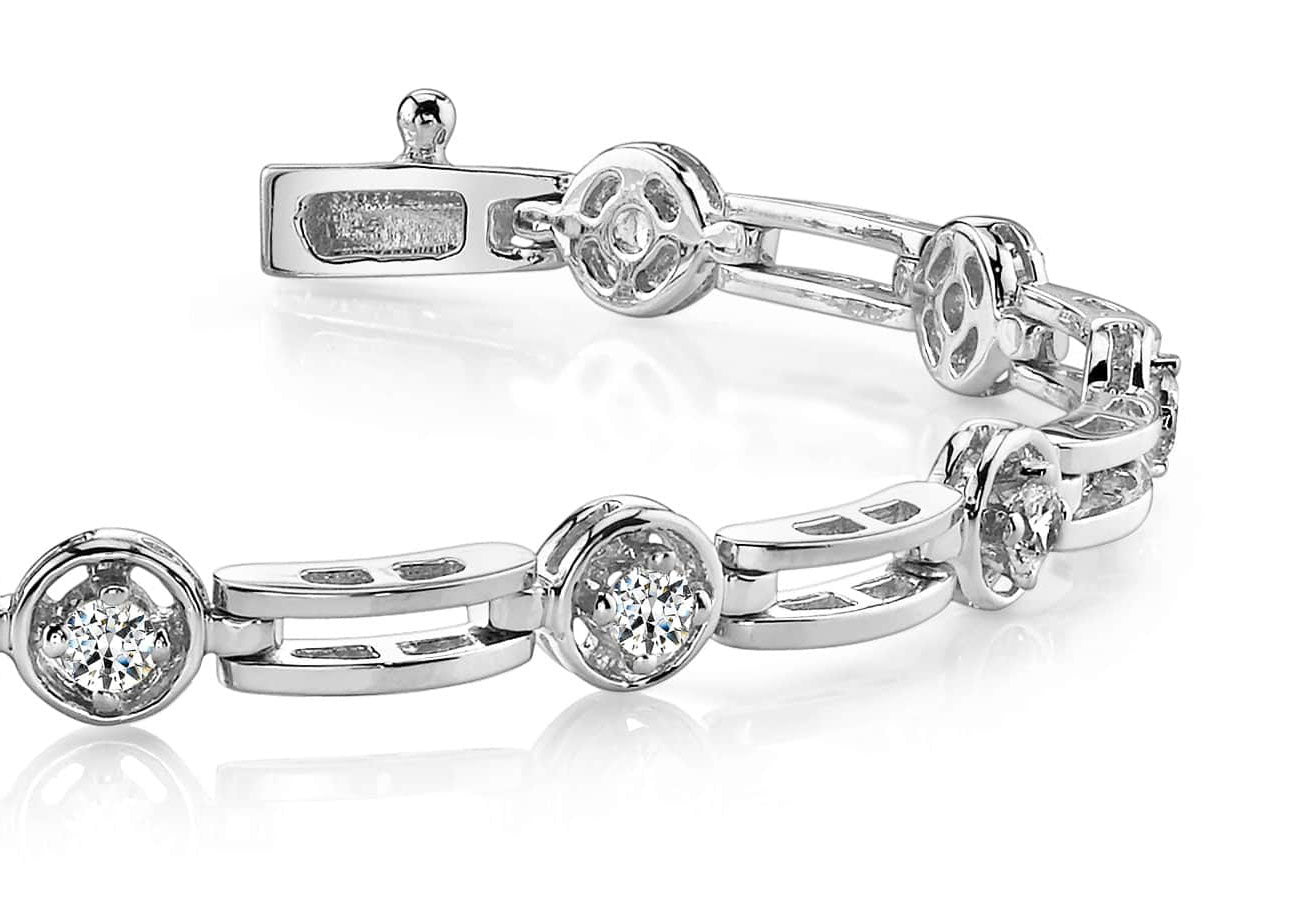 Alternating Round And Bar Link Diamond Bracelet Lab-Grown Diamond  with 0.88 ct.(finished) 2.75mm