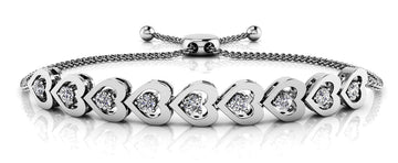Adjustable Diamond Heart Link Diamond Bracelet with 0.54 ct.(finished) 2.7mm