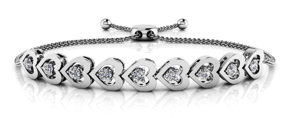 Adjustable Diamond Heart Link Bracelet Lab-Grown Diamond  with 0.54 ct.(finished) 2.7mm