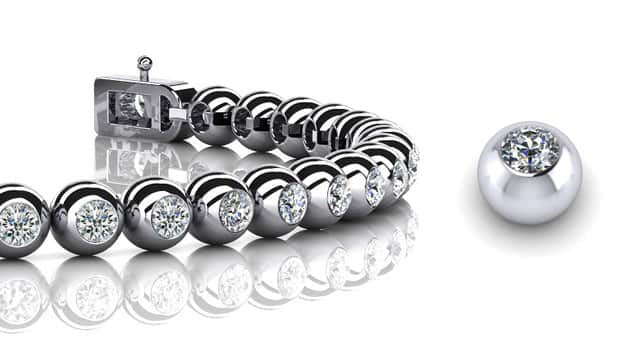 Round Bezel Set Diamond  Tennis Bracelet with 1.98 ct.(finished) 2.25mm