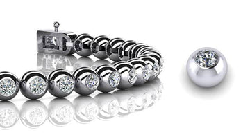 Round Bezel Set Diamond  Tennis Bracelet with 1.98 ct.(finished) 2.25mm