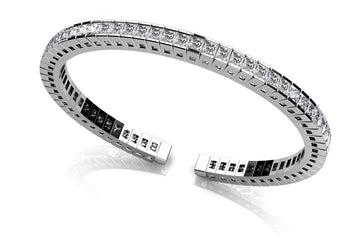 Princess Cut Flexible Diamond Bangle Bracelet Diamond  with 3.96 ct.(finished) 2mm