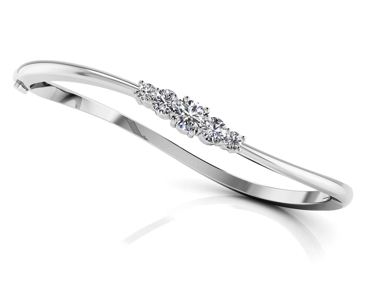 Fancy Five Curved Diamond Bangle Diamond  with 0.73 ct.(finished) 2.4mm, 3.5mm, 4.3mm