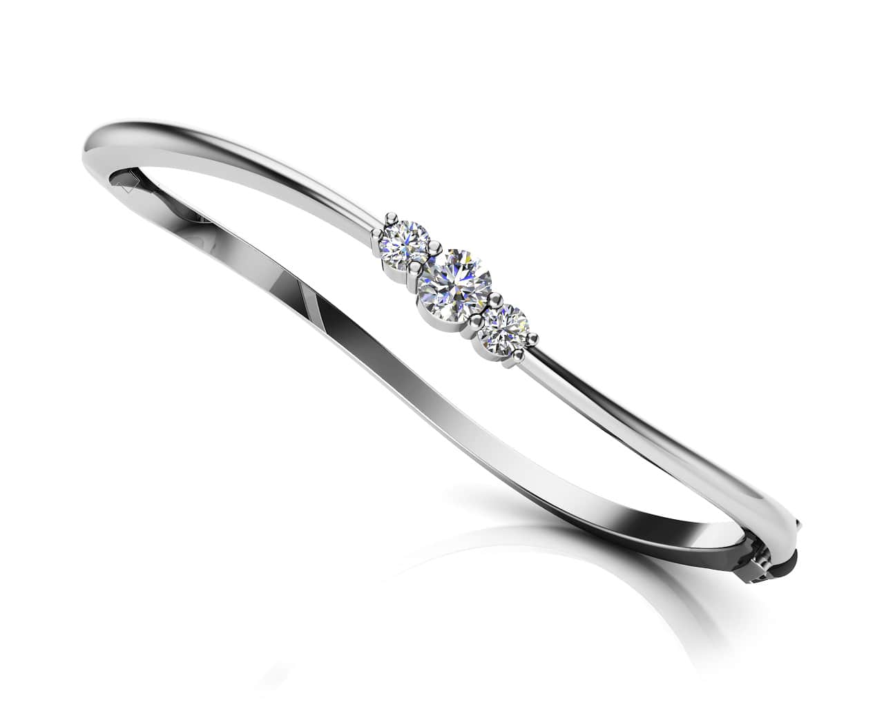 Legendary Curved Diamond Bangle Diamond  with 1.00 ct.(finished) 4mm, 5mm