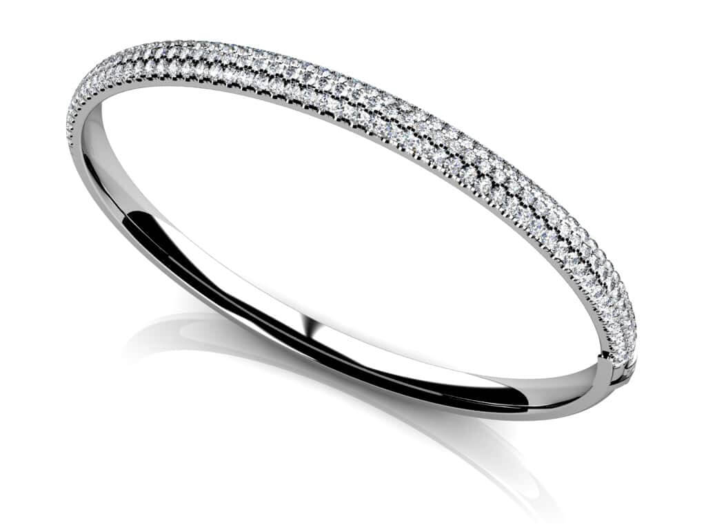 Three Row Pave Diamond Bangle Diamond  with 1.73 ct.(finished) 1.3mm