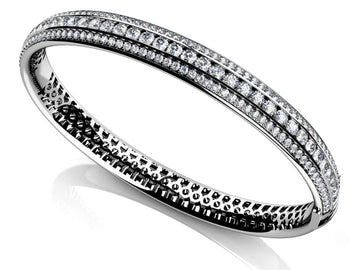 Three Row Channel And Prong Set Bangle Diamond  with 2.97 ct.(finished) 1.3mm, 2.4mm