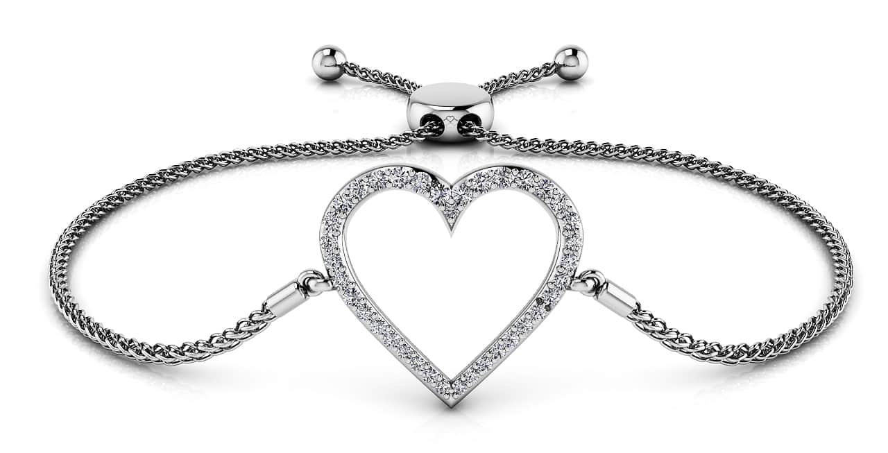 Shimmering Heart Adjustable Bracelet Lab-Grown Diamond  with 0.31 ct.(finished)