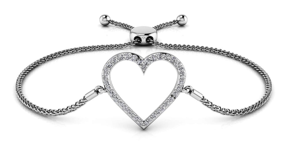Shimmering Heart Adjustable Bracelet Lab-Grown Diamond  with 0.31 ct.(finished)