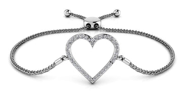 Shimmering Heart Adjustable Bracelet Lab-Grown Diamond  with 0.31 ct.(finished)