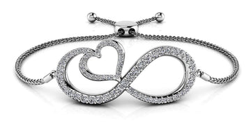 Infinite Love Diamond Heart Adjustable Diamond Bracelet with 0.84 ct.(finished)