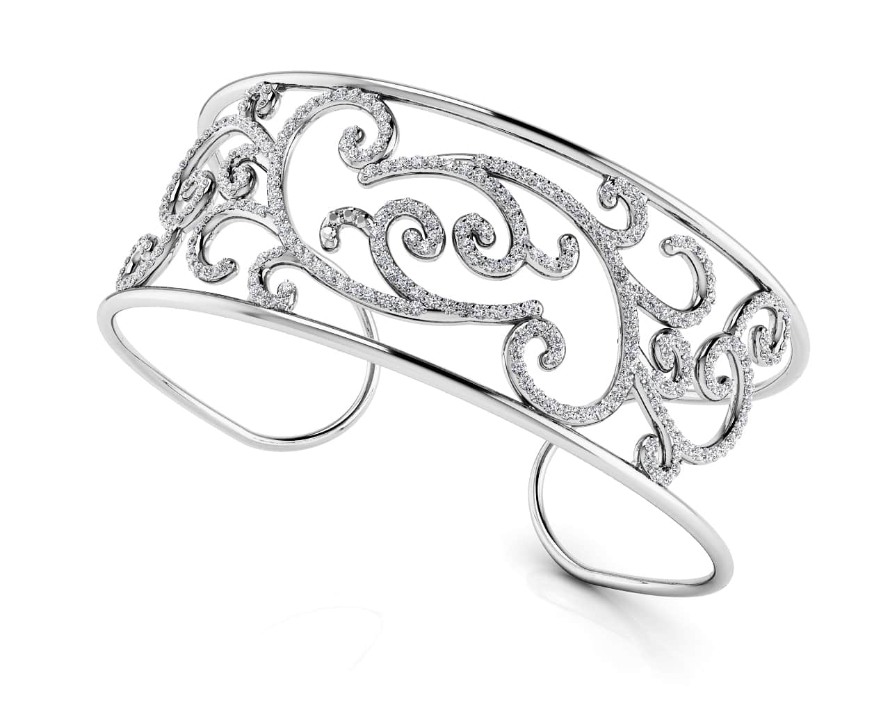 Luxurious Diamond Cuff Diamond  with 1.36 ct.(finished) 1mm