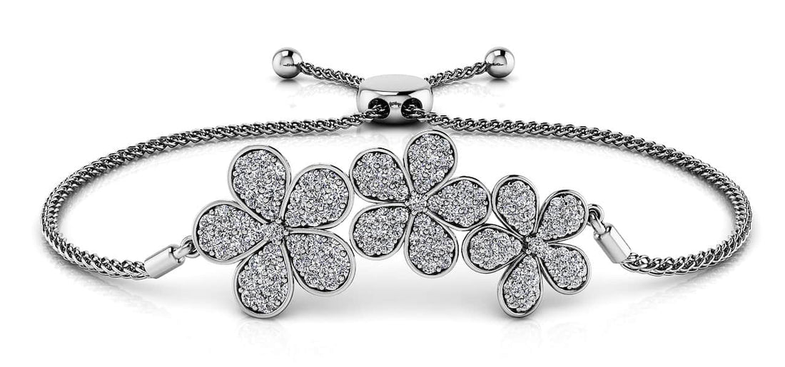 Three Flower Diamond Adjustable Diamond Bracelet with 0.92 ct.(finished)