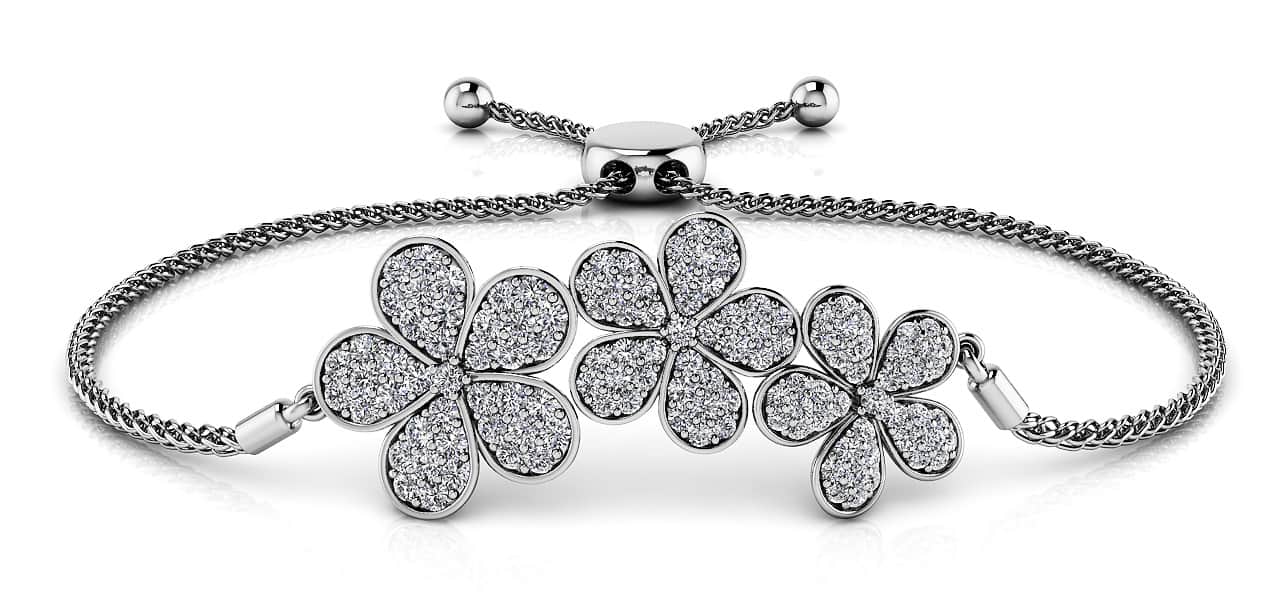 Three Flower Diamond Adjustable Diamond Bracelet with 0.92 ct.(finished)