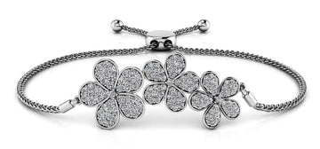 Three Flower Diamond Adjustable Diamond Bracelet with 0.92 ct.(finished)
